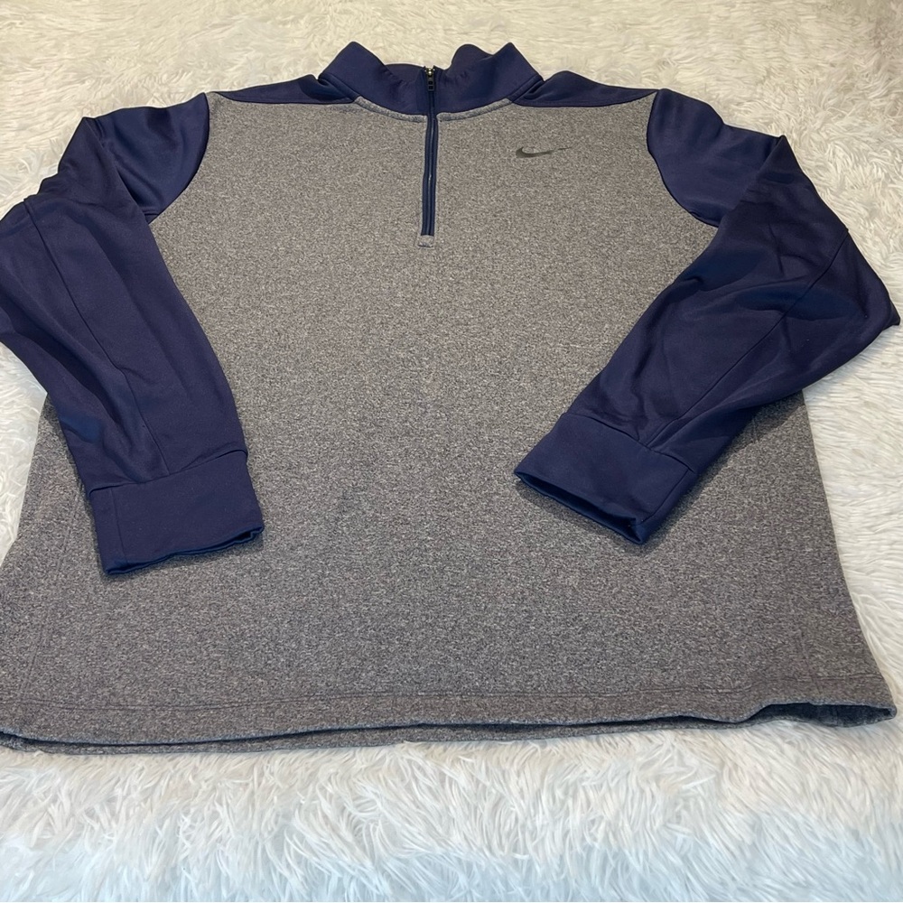 Nike Men's 1/4 Zip-Up Golf Sweater in Gray and Navy SIZE L  PULLOVER
